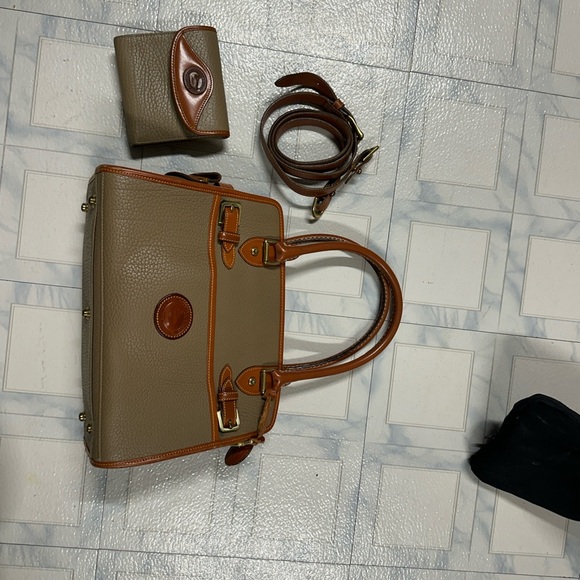 Dooney & Bourke Tan and Brown Leather Satchel - Picture 4 of 9